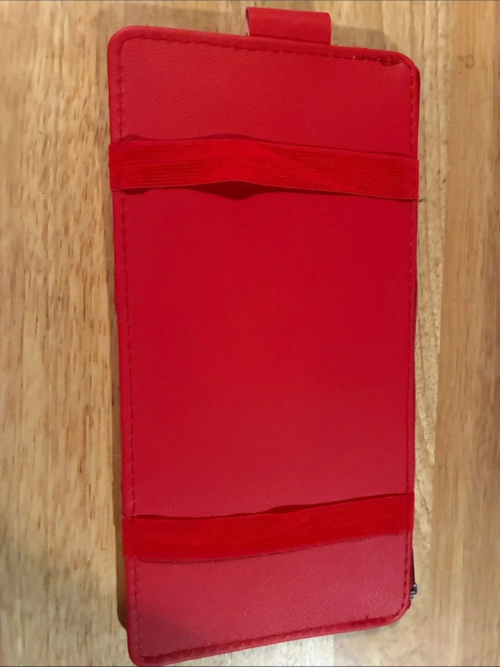 New Without Tags-Red Faux Leather Pouch That Attaches to Car Visor